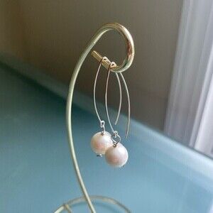 Pearl and STERLING SILVER 925 Statement Earrings Handmade Jewelry